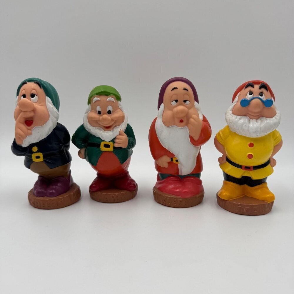Vintage Walt Disney 4 of the Seven Dwarfs Squeaky Toys from Snow White